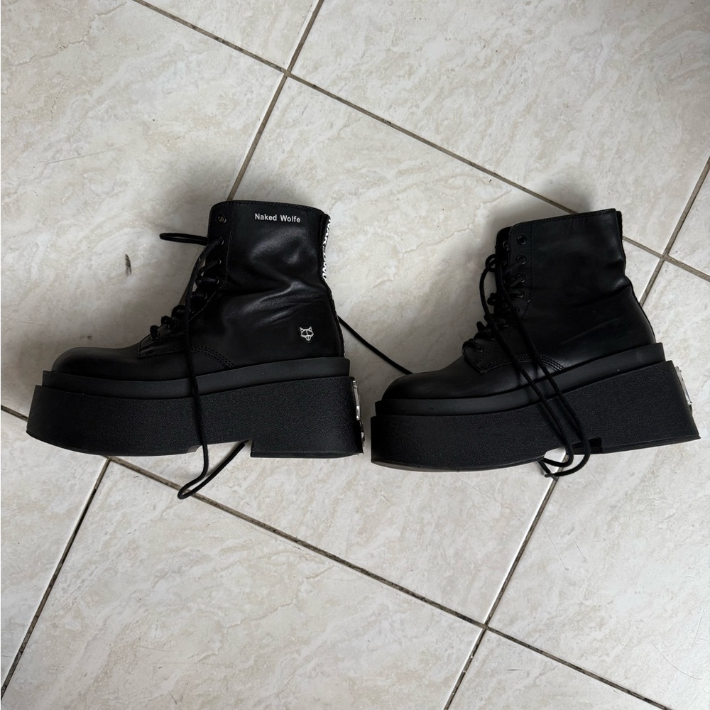 Naked Wolfe Black Platform Sneakers